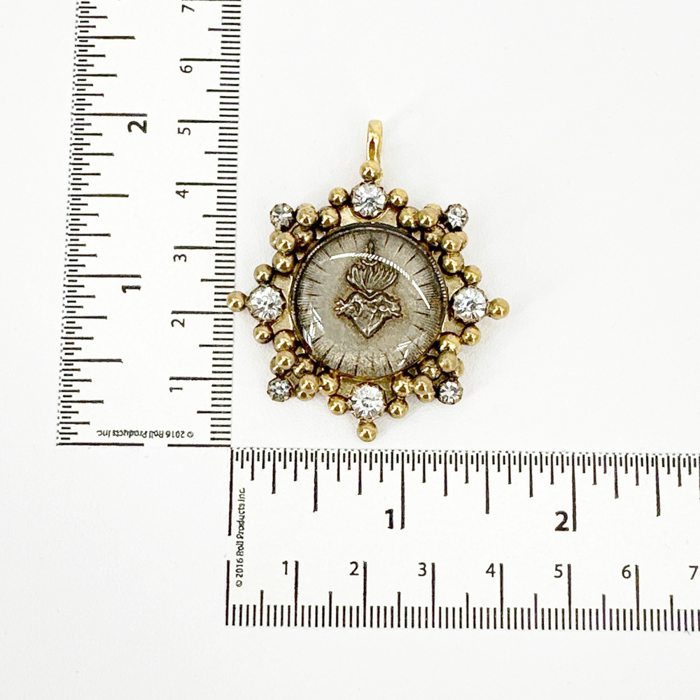VIRGINS SAINTS & ANGELS VSA Cloister Sacred Heart Medallion in Gold - Picture 5 of 5